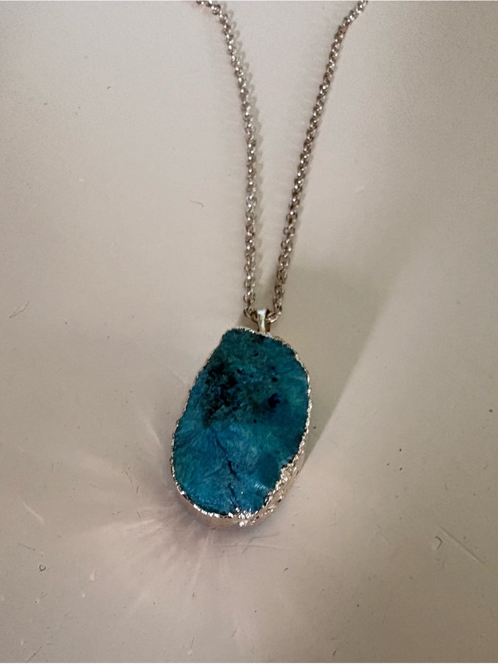 Eye Candy Bright Blue Agate Druzy Pendant Necklace
